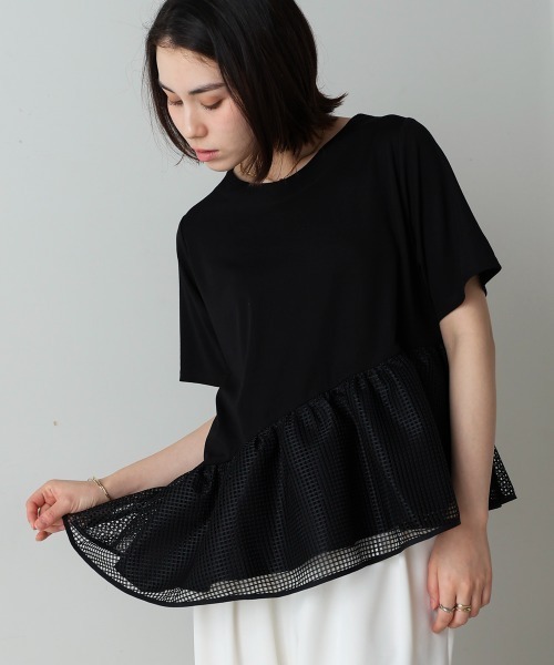 セール】裾メッシュフリルプルオーバー（Tシャツ/カットソー
