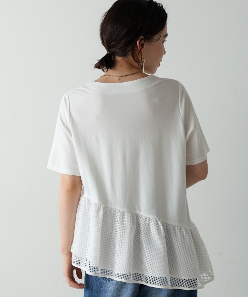 セール】裾メッシュフリルプルオーバー（Tシャツ/カットソー