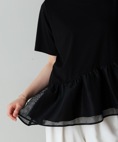 セール】裾メッシュフリルプルオーバー（Tシャツ/カットソー