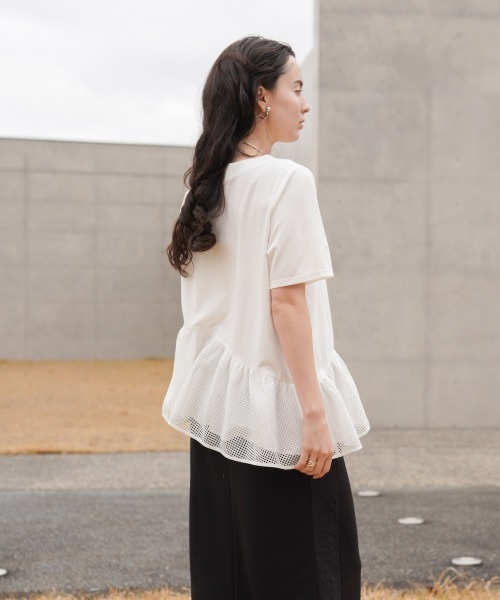 セール】裾メッシュフリルプルオーバー（Tシャツ/カットソー
