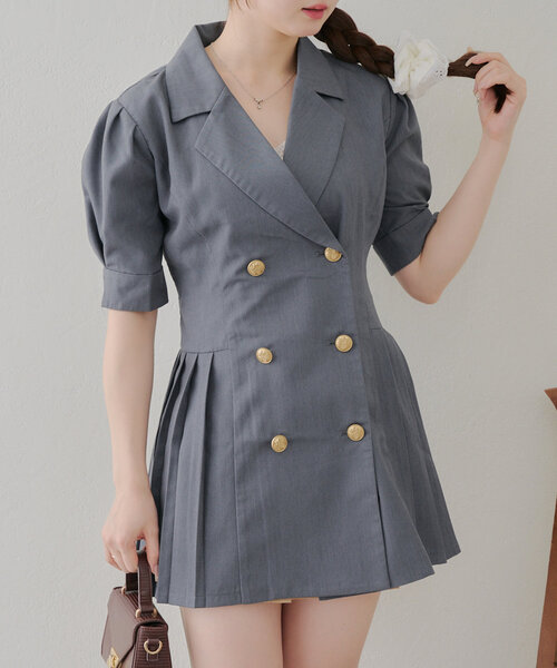 Another Branch olive des olive(アナザーブランチオリーブデオリーブ)の「【@reve.perle_セレクト】サイドプリーツミニワンピース(ワンピース・レディース・ベージュ/ネイビー/チャコールグレー・FREE)」の6枚目の写真