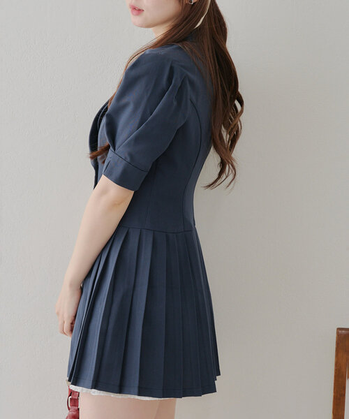 Another Branch olive des olive(アナザーブランチオリーブデオリーブ)の「【@reve.perle_セレクト】サイドプリーツミニワンピース(ワンピース・レディース・ベージュ/ネイビー/チャコールグレー・FREE)」の13枚目の写真