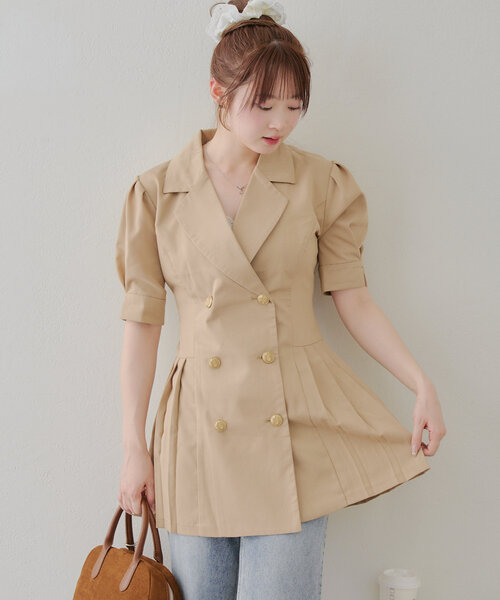 Another Branch olive des olive(アナザーブランチオリーブデオリーブ)の「【@reve.perle_セレクト】サイドプリーツミニワンピース(ワンピース・レディース・ベージュ/ネイビー/チャコールグレー・FREE)」の16枚目の写真