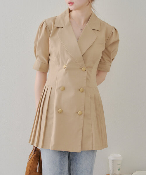 Another Branch olive des olive(アナザーブランチオリーブデオリーブ)の「【@reve.perle_セレクト】サイドプリーツミニワンピース(ワンピース・レディース・ベージュ/ネイビー/チャコールグレー・FREE)」の17枚目の写真