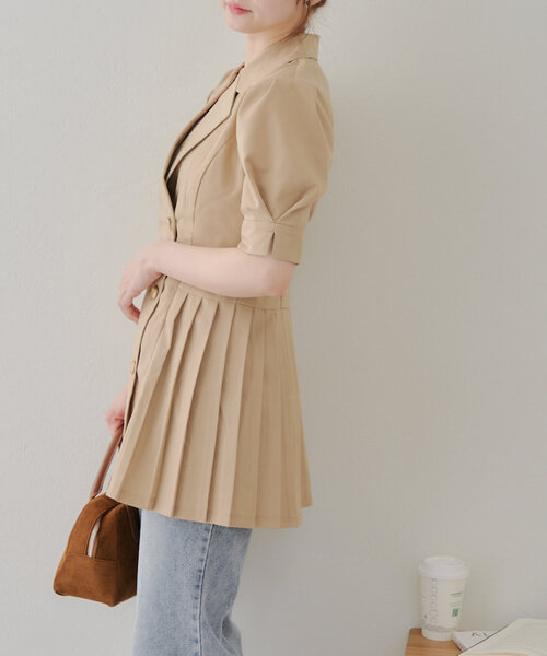 Another Branch olive des olive(アナザーブランチオリーブデオリーブ)の「【@reve.perle_セレクト】サイドプリーツミニワンピース(ワンピース・レディース・ベージュ/ネイビー/チャコールグレー・FREE)」の19枚目の写真