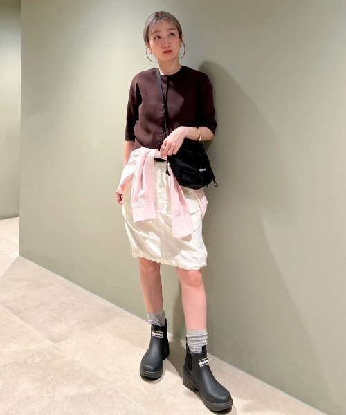 Emmi ハーフスリーブニットトップス セール】ハーフスリーブニットトップス（Tシャツ/カットソー