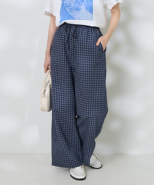 FREAK'S STORE（フリークスストア）の「チェックイージーパンツ <セットアップ対応＞（その他パンツ・レディース・ネイビー/ブラック/オフホワイト・ﾌﾘ-）」の3枚目の写真