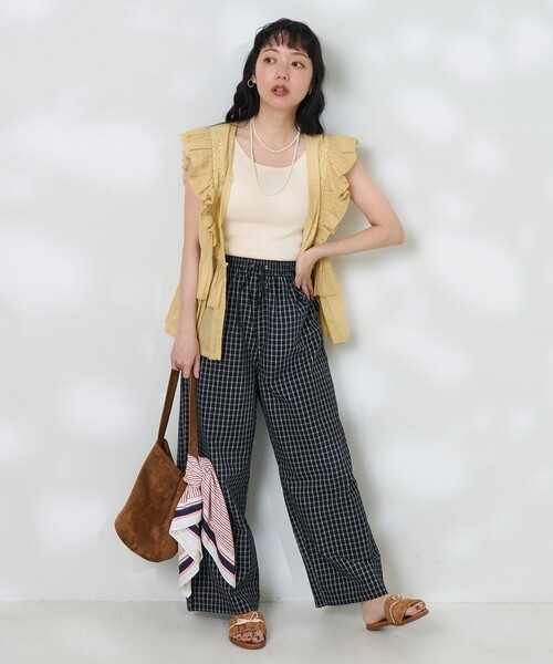 FREAK'S STORE（フリークスストア）の「チェックイージーパンツ <セットアップ対応＞（その他パンツ・レディース・ネイビー/ブラック/オフホワイト・ﾌﾘ-）」の5枚目の写真