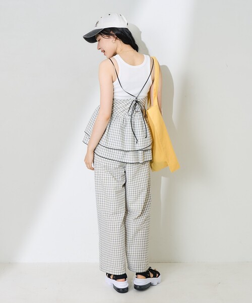 FREAK'S STORE（フリークスストア）の「チェックイージーパンツ <セットアップ対応＞（その他パンツ・レディース・ネイビー/ブラック/オフホワイト・ﾌﾘ-）」の21枚目の写真