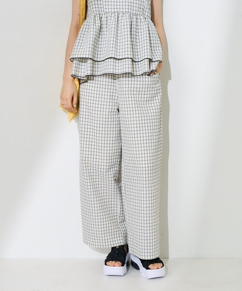 FREAK'S STORE（フリークスストア）の「チェックイージーパンツ <セットアップ対応＞（その他パンツ・レディース・ネイビー/ブラック/オフホワイト・ﾌﾘ-）」の22枚目の写真