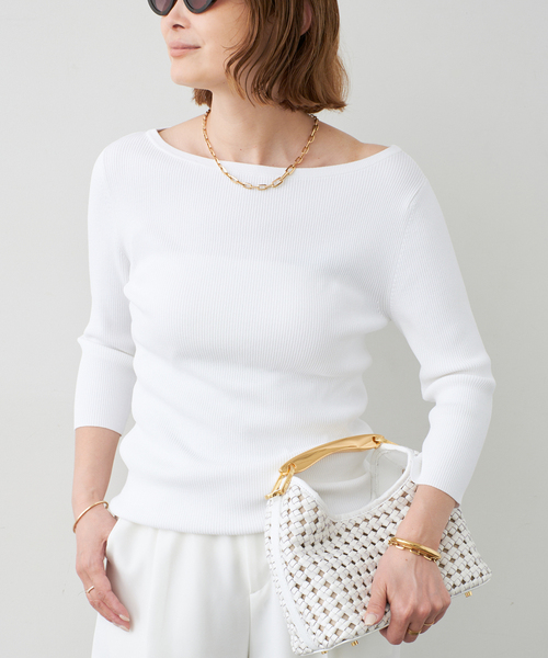 Deuxieme Classe（ドゥーズィエムクラス）の「*Eloise ボートネック ニット（ニット/セーター・レディース・ホワイト/ブラック・FREE）」の21枚目の写真