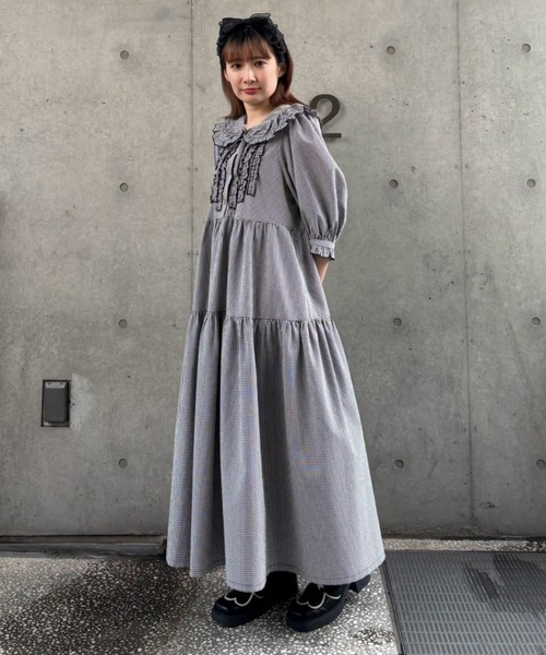 Candy Stripper（キャンディストリッパー）の「SHIRLEY FRILL ドレス（ワンピース・レディース・ピンク/グリーン系その他/ブラック・FREE）」の4枚目の写真