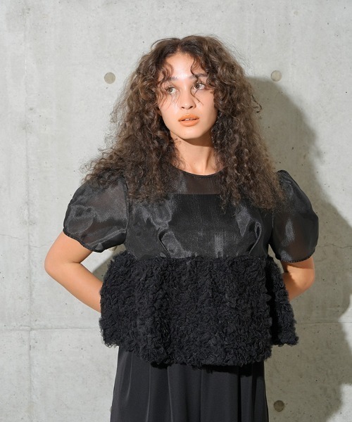 セール】【ANDRESD】swell peplum set up pants dress［スウェル