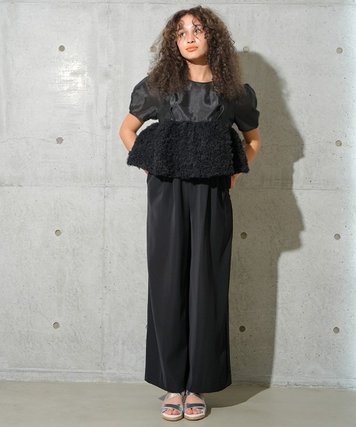 DONOBAN（ドノバン）の「【ANDRESD】swell peplum set up pants dress［スウェルペプラムセットアップドレス］（ワンピース・レディース・ベージュ×ブラック/ベージュ系/ブラック/グレー・M/S/L）」の21枚目の写真
