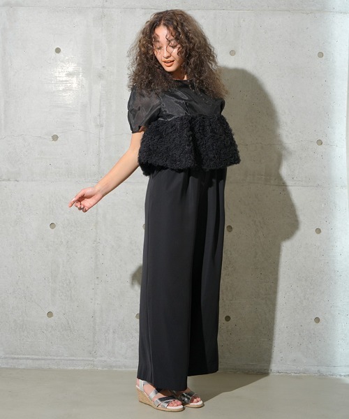 DONOBAN（ドノバン）の「【ANDRESD】swell peplum set up pants dress［スウェルペプラムセットアップドレス］（ワンピース・レディース・ベージュ×ブラック/ベージュ系/ブラック/グレー・M/S/L）」の22枚目の写真