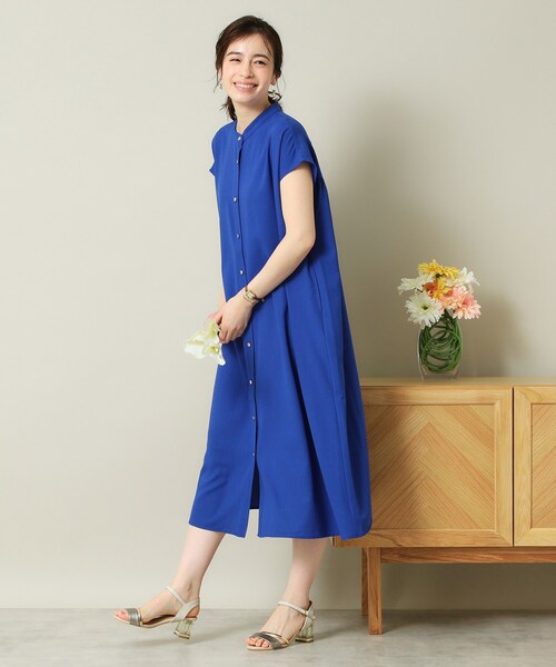 ITS'DEMO（イッツデモ）の「【UVケア／吸水速乾／洗濯機OK／冷感】麻調合繊前開きワンピース＜ラク服シリーズ＞（ワンピース・レディース・レッド系/ピンク系その他/ブルー/ネイビー・00）」の13枚目の写真
