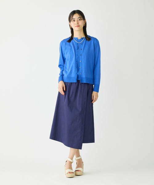 I.T.'S international（イッツインターナショナル）の「クルーネック5分袖プルオーバー《ガスコットン》（ニット/セーター・レディース・ベージュ/ブルー・9号）」の5枚目の写真