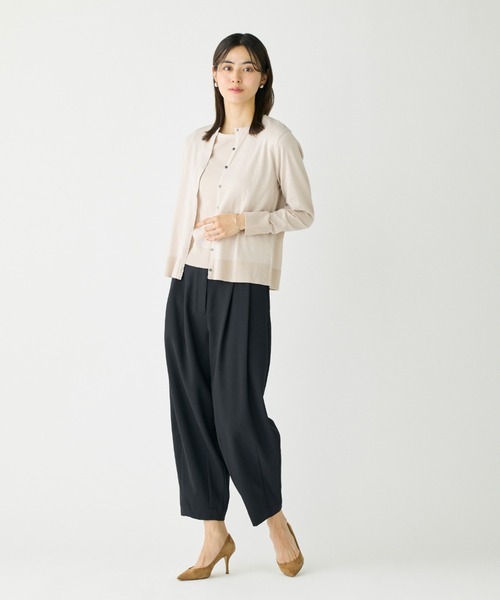 I.T.'S international（イッツインターナショナル）の「クルーネック5分袖プルオーバー《ガスコットン》（ニット/セーター・レディース・ベージュ/ブルー・9号）」の8枚目の写真