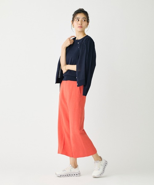 I.T.'S international（イッツインターナショナル）の「クルーネック5分袖プルオーバー《ガスコットン》（ニット/セーター・レディース・ベージュ/ブルー・9号）」の12枚目の写真