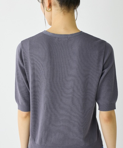 I.T.'S international（イッツインターナショナル）の「クルーネック5分袖プルオーバー《ガスコットン》（ニット/セーター・レディース・ベージュ/ブルー・9号）」の17枚目の写真