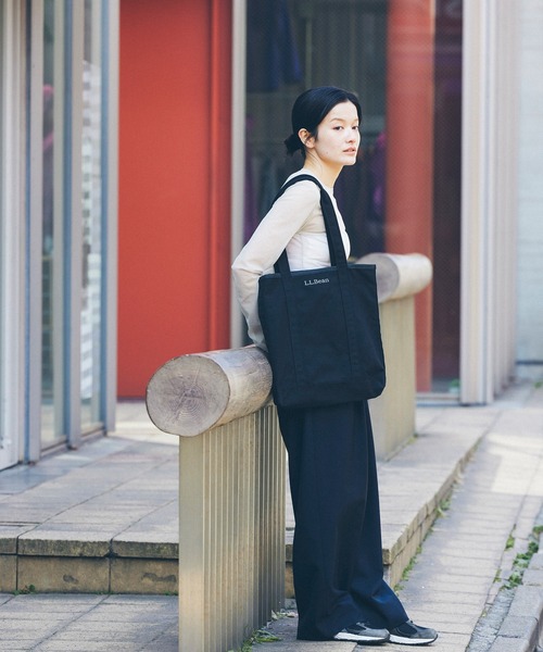 S 新品 LL BEAN トートバッグ TOTE BAG 無地 黒 ブラック L.L.Bean/エル・エル・ビーン】 record tote bag for bonjor
