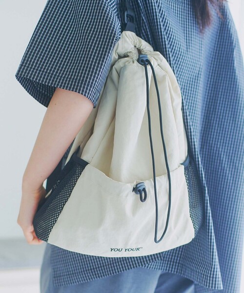 FREAK'S STORE(フリークスストア)の「限定展開 YOU YOUR/ユーユアー ワンポイントロゴ ナップサック(バックパック/リュック・メンズ・ブラック/オフホワイト・ONE SIZE)」の19枚目の写真