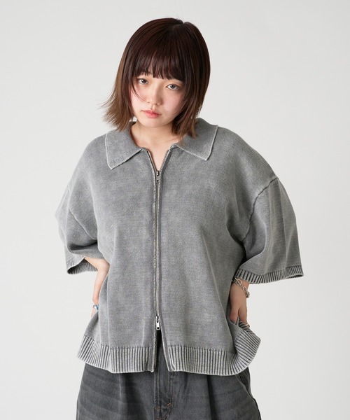 kutir（クティール）の「VINTAGE LIKE DOUBLE ZIP KNIT SHIRT