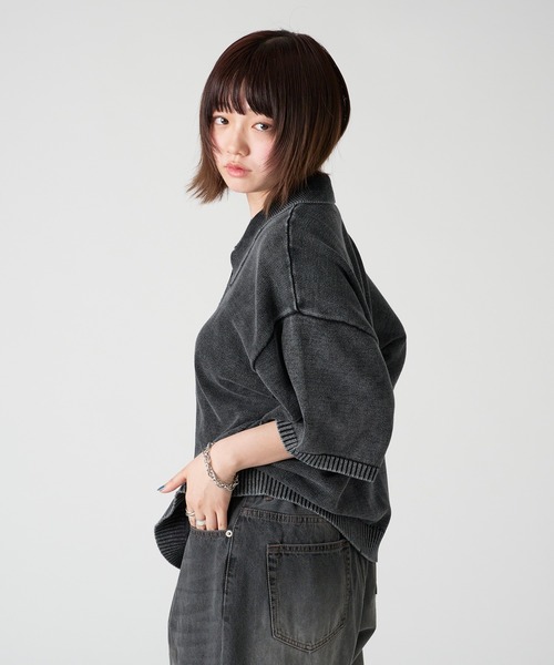 kutir（クティール）の「VINTAGE LIKE DOUBLE ZIP KNIT SHIRT