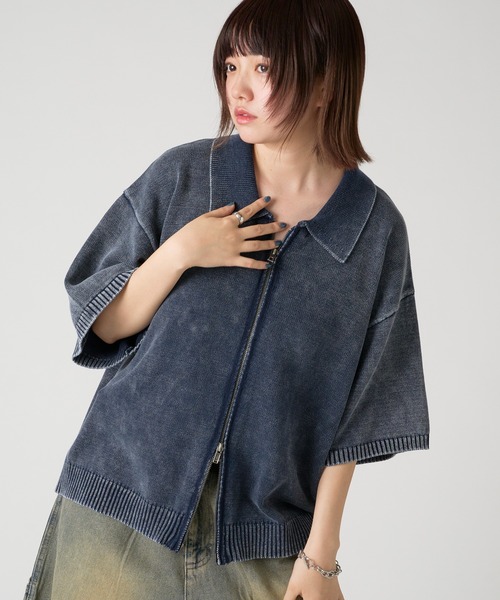 kutir（クティール）の「VINTAGE LIKE DOUBLE ZIP KNIT SHIRT/ヴィンテージライクダブルジップニットシャツ（シャツ/ブラウス・メンズ・グレー/ブラック/ネイビー・MEDIUM/LARGE）」の12枚目の写真