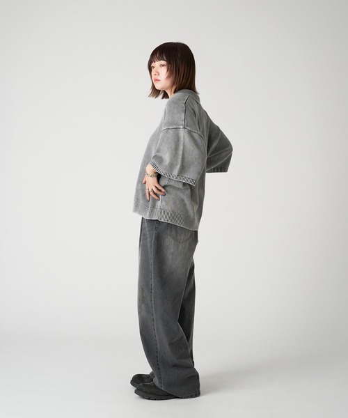 セール】VINTAGE LIKE DOUBLE ZIP KNIT SHIRT/ヴィンテージライク