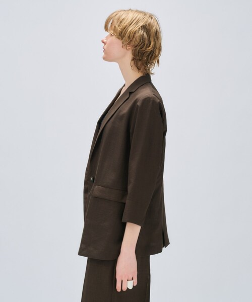 cloenc（クロエンス）の「【セットアップ／手洗い可】ドライタッチハーフスリーブジャケット（テーラードジャケット・レディース・ダークブラウン/グレー/スミクロ・02/01/03）」の12枚目の写真