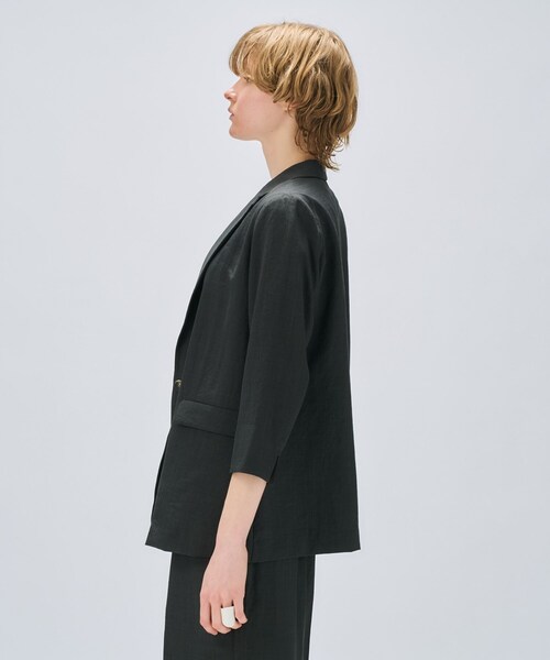 cloenc（クロエンス）の「【セットアップ／手洗い可】ドライタッチハーフスリーブジャケット（テーラードジャケット・レディース・ダークブラウン/グレー/スミクロ・02/01/03）」の7枚目の写真