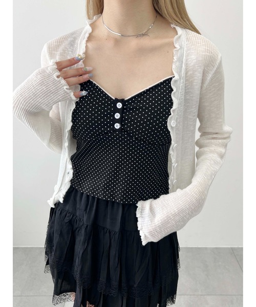 PHILLY（フィリー）の「【PHILLY】ボタンデザインドットキャミソール（キャミソール・レディース・ホワイト/ブラック・FREE）」の2枚目の写真