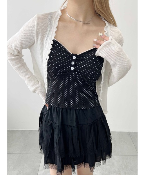 PHILLY（フィリー）の「【PHILLY】ボタンデザインドットキャミソール（キャミソール・レディース・ホワイト/ブラック・FREE）」の3枚目の写真