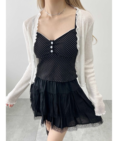 PHILLY（フィリー）の「【PHILLY】ボタンデザインドットキャミソール（キャミソール・レディース・ホワイト/ブラック・FREE）」の4枚目の写真