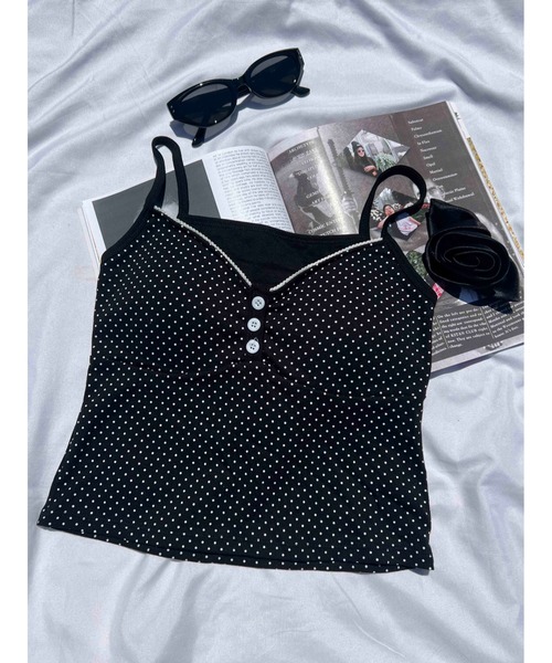PHILLY（フィリー）の「【PHILLY】ボタンデザインドットキャミソール（キャミソール・レディース・ホワイト/ブラック・FREE）」の6枚目の写真