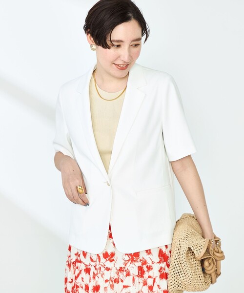 NOLLEY’S Sophi（ノーリーズソフィ）の「《セットアップ対応》ウォッシャブルツイル半袖ジャケット（テーラードジャケット・レディース・ベージュ/ホワイト/ブラック・36/38）」の21枚目の写真