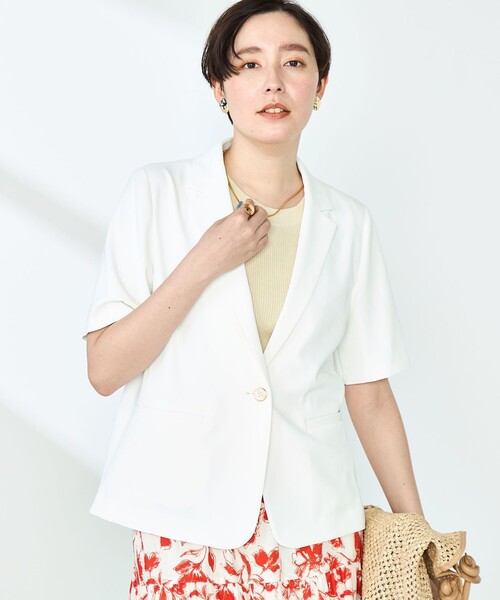 NOLLEY’S Sophi（ノーリーズソフィ）の「《セットアップ対応》ウォッシャブルツイル半袖ジャケット（テーラードジャケット・レディース・ベージュ/ホワイト/ブラック・36/38）」の22枚目の写真