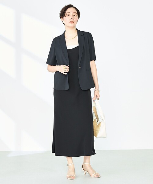 ノーリーズ　ウォッシャブル　ツイル フレンチ　半袖 ジャケット　ブラック ノーリーズ ウォッシャブル ツイル フレンチ 半袖 ジャケット ブラック