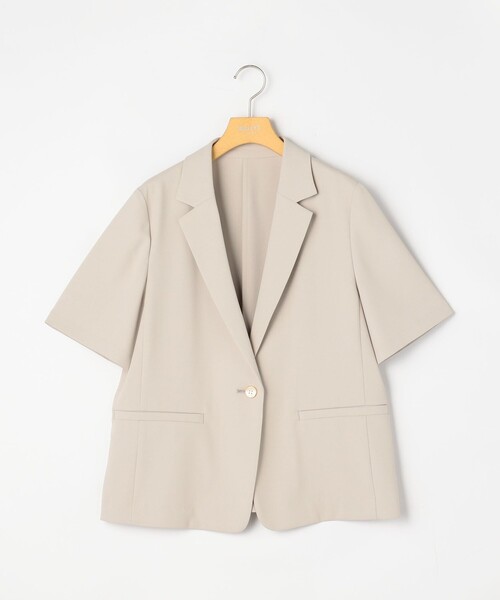 NOLLEY’S Sophi（ノーリーズソフィ）の「《セットアップ対応》ウォッシャブルツイル半袖ジャケット（テーラードジャケット・レディース・ベージュ/ホワイト/ブラック・36/38）」の4枚目の写真