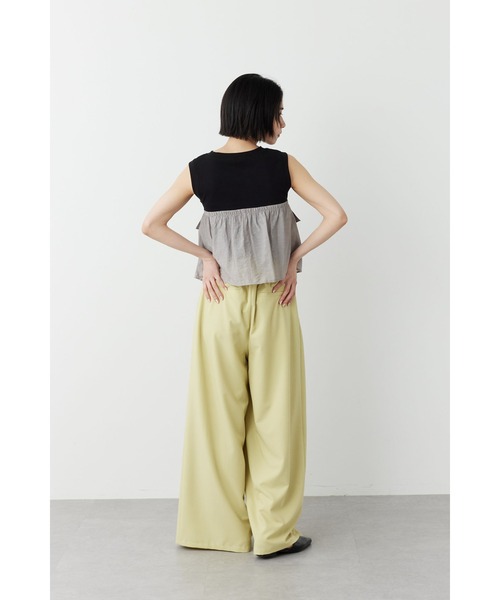 Limue（リミュ）の「素材切り替えノースリTシャツ（Tシャツ/カットソー・レディース・ブラック/オフホワイト・FREE）」の9枚目の写真