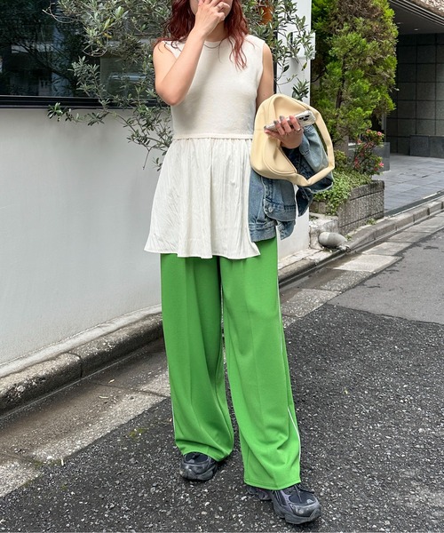 PILIT（ピリット）の「ランダムヘム切替ノースリニット（ニット/セーター・レディース・チャコールグレー/アイボリー/イエロー・MEDIUM）」の15枚目の写真