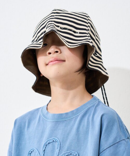 CIAOPANIC TYPY（チャオパニックティピー）の「【KIDS】アソートストライプリバーシブルHAT（ハット・キッズ・ピンク/グリーン/オフホワイト・ONE SIZE）」の20枚目の写真