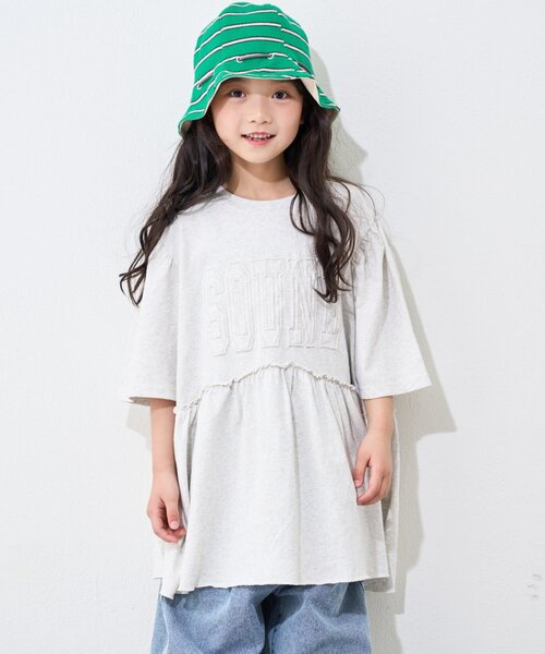 CIAOPANIC TYPY（チャオパニックティピー）の「【KIDS】アソートストライプリバーシブルHAT（ハット・キッズ・ピンク/グリーン/オフホワイト・ONE SIZE）」の15枚目の写真