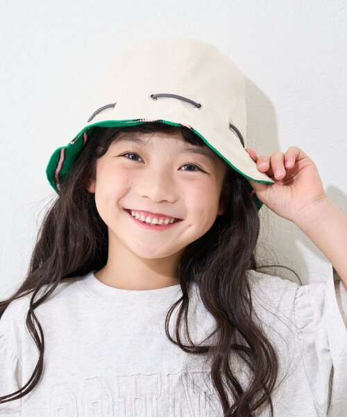 CIAOPANIC TYPY（チャオパニックティピー）の「【KIDS】アソートストライプリバーシブルHAT（ハット・キッズ・ピンク/グリーン/オフホワイト・ONE SIZE）」の13枚目の写真