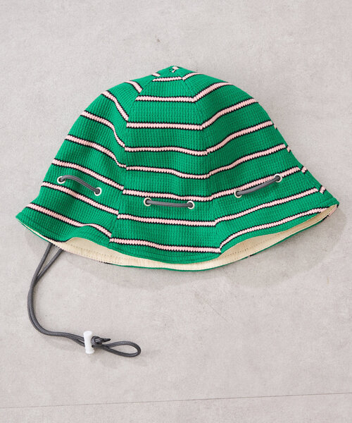 CIAOPANIC TYPY（チャオパニックティピー）の「【KIDS】アソートストライプリバーシブルHAT（ハット・キッズ・ピンク/グリーン/オフホワイト・ONE SIZE）」の6枚目の写真