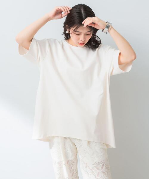 F by ROSSO（エフバイロッソ）の「『UR TECH ひやサラクール』F by ROSSO　コクーンフレアチュニックTシャツ（Tシャツ/カットソー・レディース・ブラウン/ブラック/オフホワイト・FREE）」の2枚目の写真