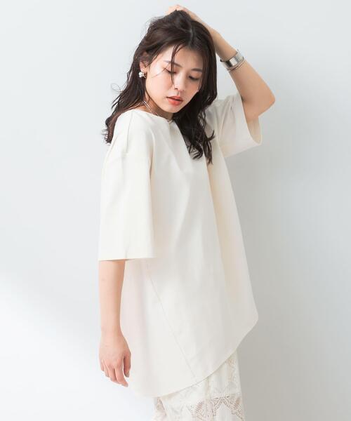 F by ROSSO（エフバイロッソ）の「『UR TECH ひやサラクール』F by ROSSO　コクーンフレアチュニックTシャツ（Tシャツ/カットソー・レディース・ブラウン/ブラック/オフホワイト・FREE）」の17枚目の写真