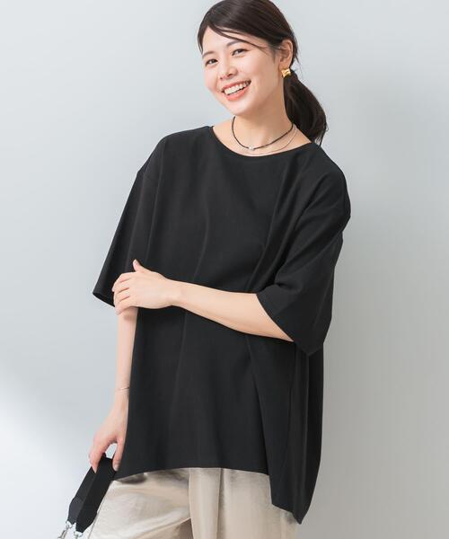 F by ROSSO（エフバイロッソ）の「『UR TECH ひやサラクール』F by ROSSO　コクーンフレアチュニックTシャツ（Tシャツ/カットソー・レディース・ブラウン/ブラック/オフホワイト・FREE）」の9枚目の写真