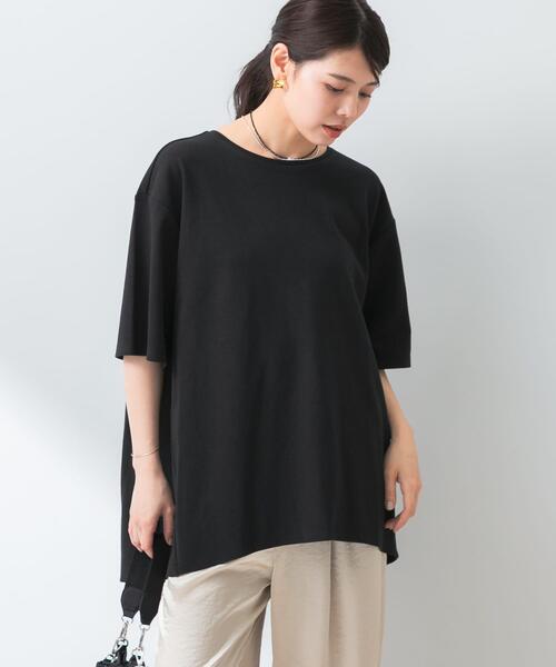 F by ROSSO（エフバイロッソ）の「『UR TECH ひやサラクール』F by ROSSO　コクーンフレアチュニックTシャツ（Tシャツ/カットソー・レディース・ブラウン/ブラック/オフホワイト・FREE）」の10枚目の写真